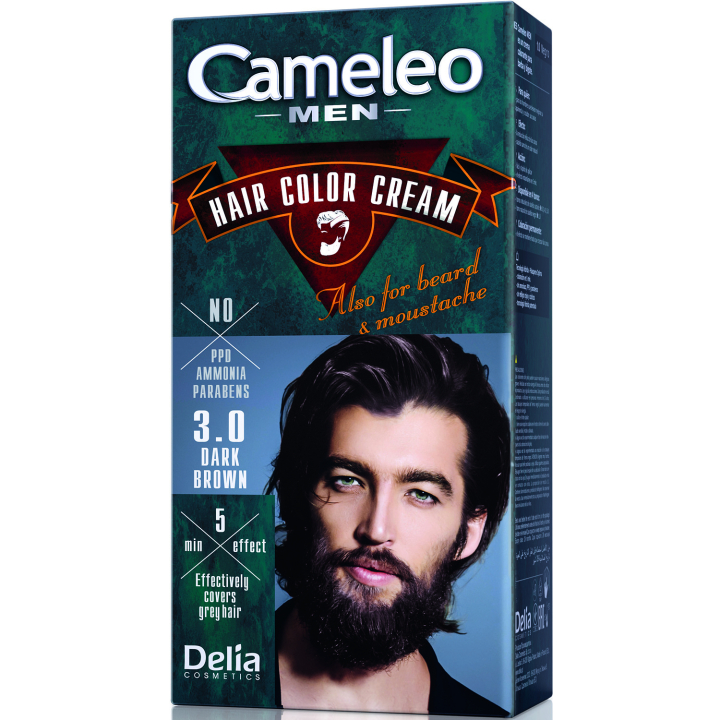 Фарба для волосся, бороди, вусів чоловіча Delia Cameleo Men Hair Color Cream Dark Brown