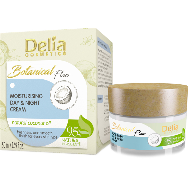 Зволожуючий крем для обличчя Delia Botanical Flow Moisturising Day & Night Cream Coconut Oil 50 мл