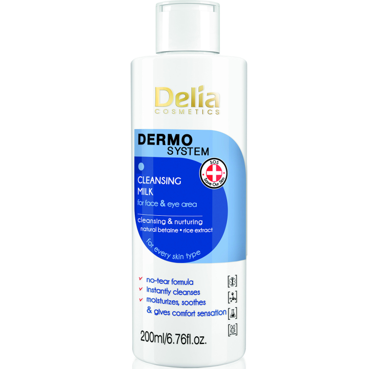 Молочко для демакіяжу обличчя та очей Delia Dermo System Milk Make-up Remover 200 мл