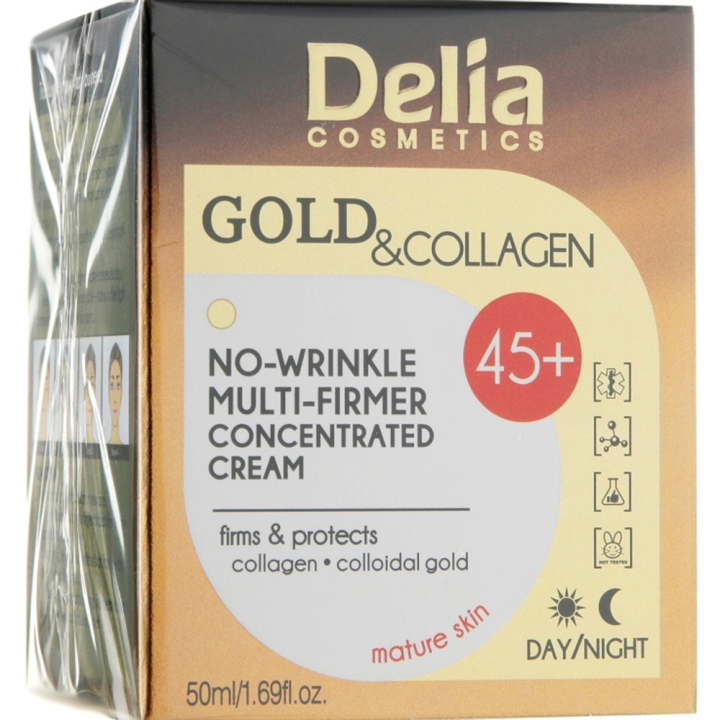 Крем-концентрат проти зморшок 45+ Delia Gold & Collagen No-Wrinkle Multi-Booster Concentrated Cream 50 мл