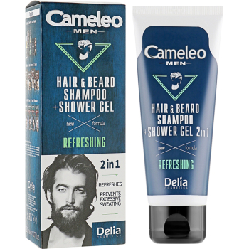 Шампунь для волос и бороды+гель для душа 2 в 1 Delia Cameleo Men Refreshing Hair Shampoo and Shower Gel 150 мл