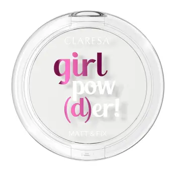 Пудра для обличчя Claresa компактна з природним матовим ефектом Girl Powder тон 00 Transparent